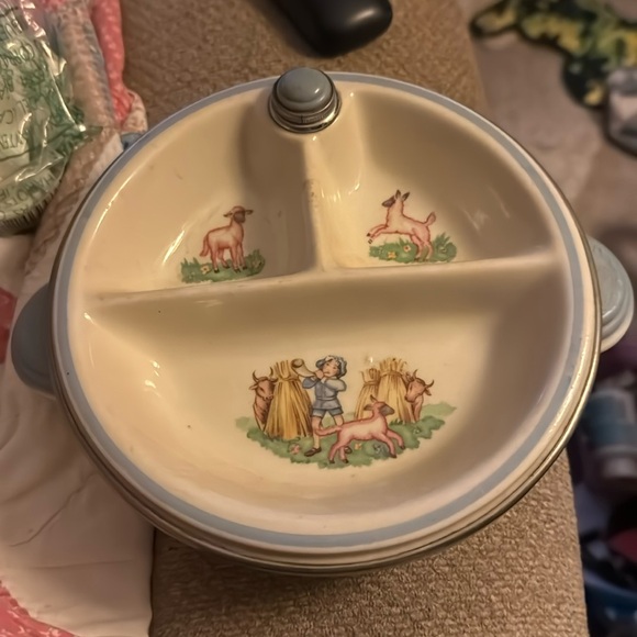 Antique Vintage Little Boy Blue Baby Feeding Bowl - Picture 1 of 3